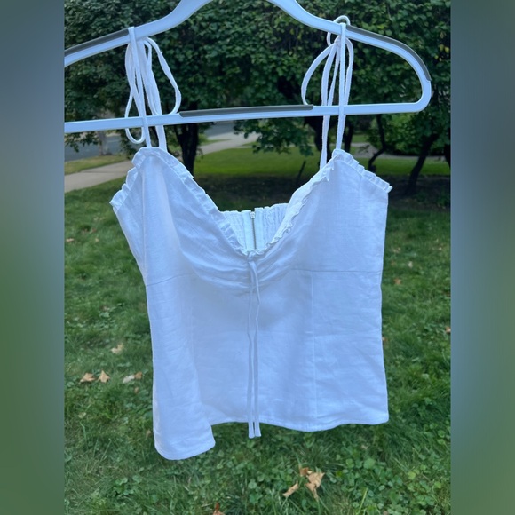 ⚪️🦢Novena Linen Top by Reformation in Ivory / White | Size 10 - Picture 12 of 17